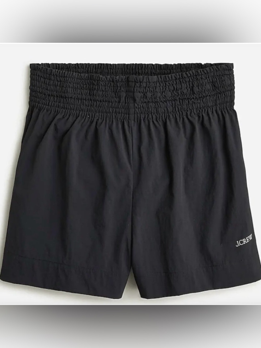 J. Crew Smocked Beach Shorts Black Nylon Polyamide Pull On Size XL